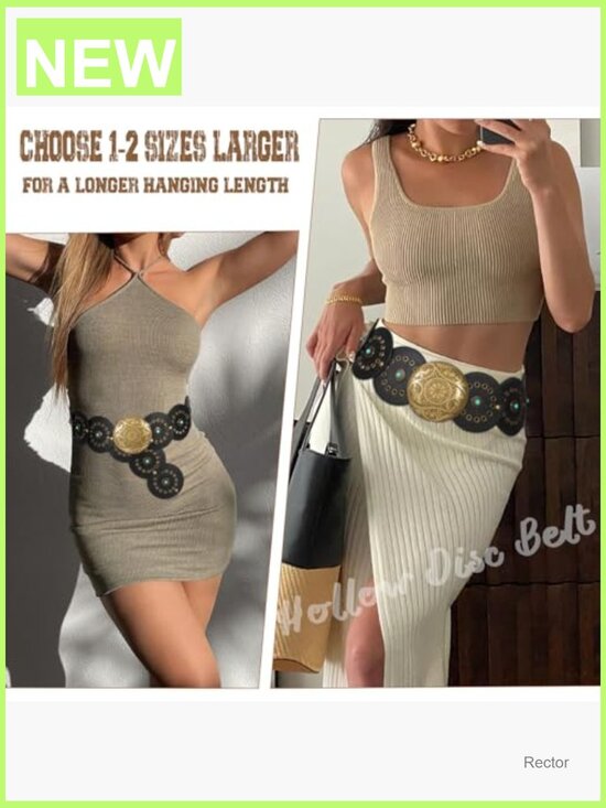 Western PU Leather Belt with Concho Buckle for Women